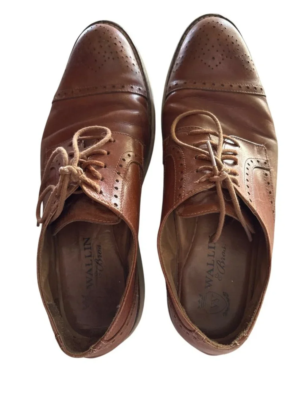 Wallin & Bros Mens Brown Leather Wingtip Oxford Shoes Size 10.5 Made In Brazil